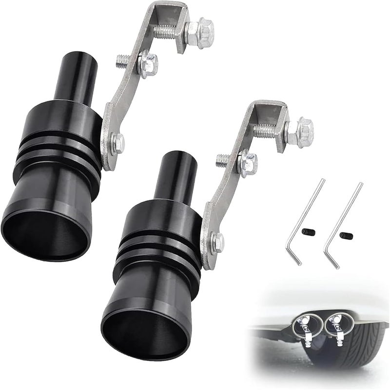 Aorplim Turbo Whistle for Exhaust Pipe 2 PCS, Car Turbo Exhaust Whistle, XL Size Aluminum Alloy Universal Turbo Sound Exhaust Muffler Pipe Whistle Car Roar Maker (Black #XL) - Image 1